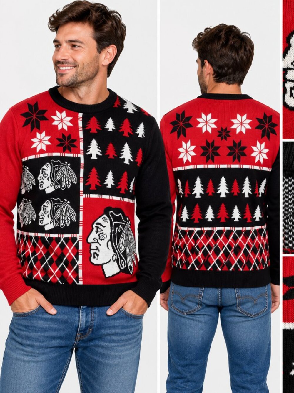 🏒🎄 **CHICAGO BLACKHAWKS NHL CHRISTMAS SWEATER – SIZE LARGE – $49** 🎄🏒